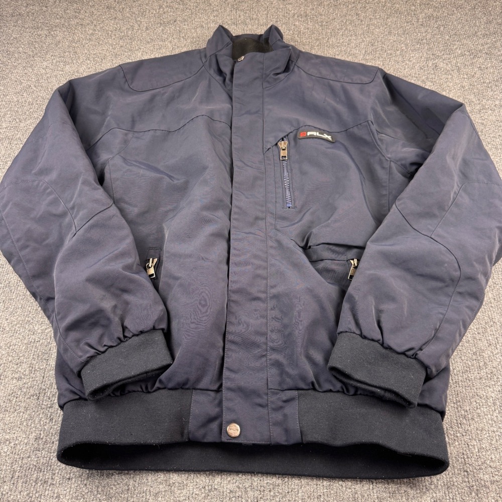 RLX Ralph Lauren Bomber Jacket Mens Large Navy Blue Good Technical Activewear